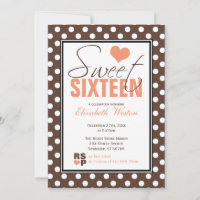 Brown Polka Dot Orange Chevron Sweet Sixteen