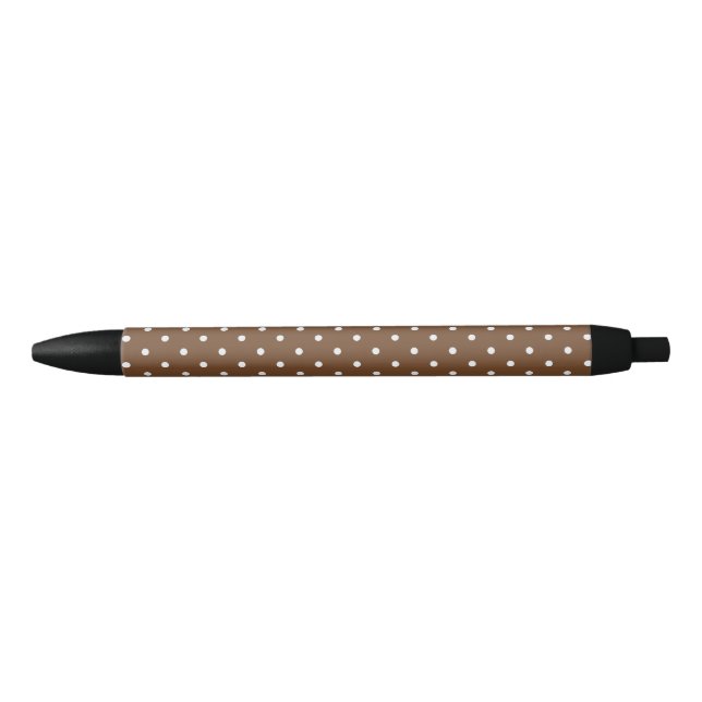 Brown Polka Dot Pattern Retro Minimal Dotted Desig Black Ink Pen (Front)