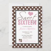 Brown Polka Dot Pink Chevron Sweet Sixteen