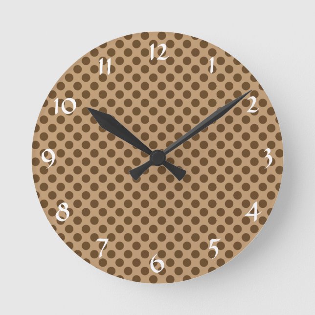 Brown Polka Dot Round Clock (Front)
