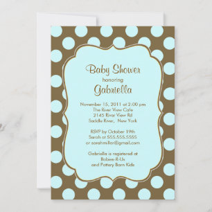 Brown Polka Dots Boy Baby Shower Invitation