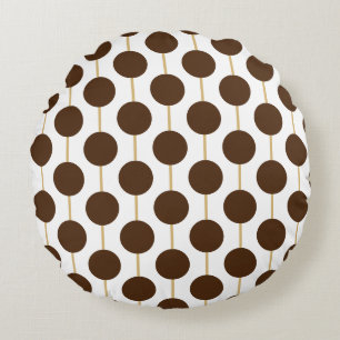 Brown Polka Dots Round Cushion