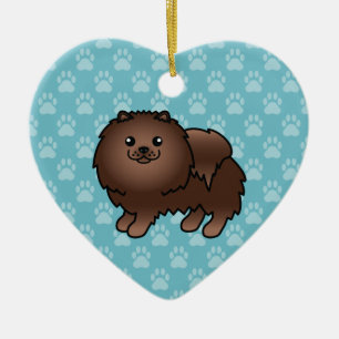 Brown Pomeranian Dog Cartoon Illustration Ceramic Tree Decoration