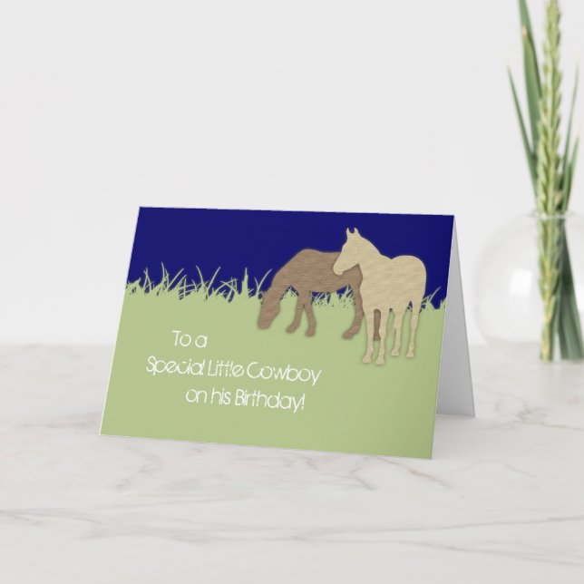 Brown Ponies Cowboy Birthday Card (Front)