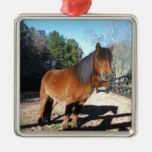 Brown pony turquoise Sky Metal Tree Decoration