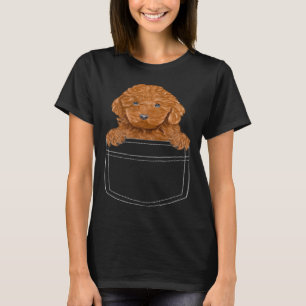 Brown Poodle Dog In Pocket Dog T-Shirt