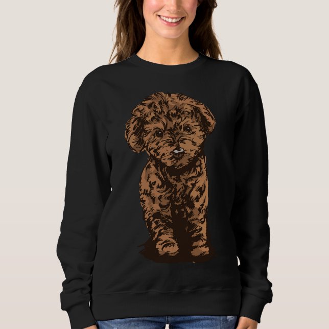 Brown Poodle Puppy Dog Art Image Sweatshirt (Front)