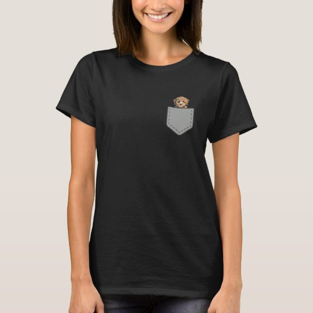 Brown Poodle Puppy Dog In Your Pocket T-Shirt (Front)