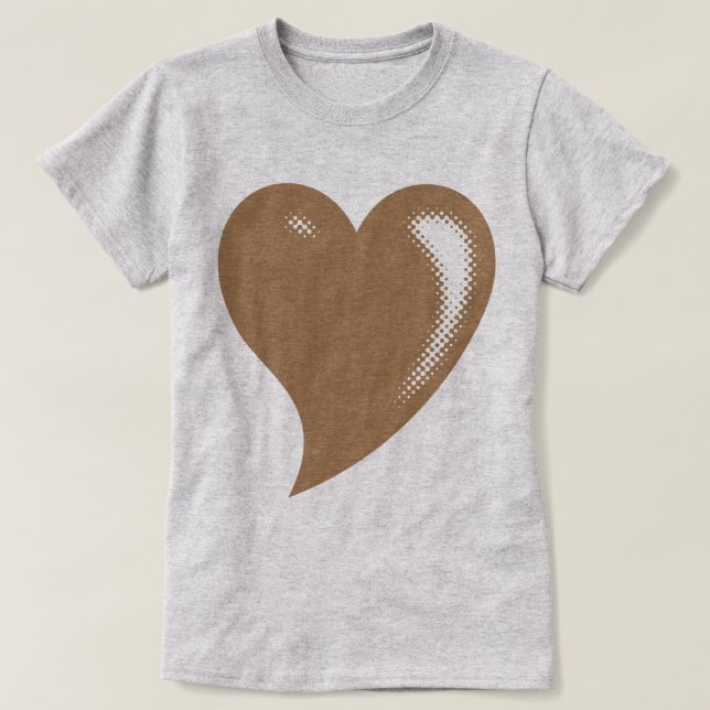 Brown Pop Art Heart T-Shirt (Design Front)