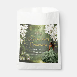 Brown Princess and Frog Sage Green Quinceanera 16 Favour Bags