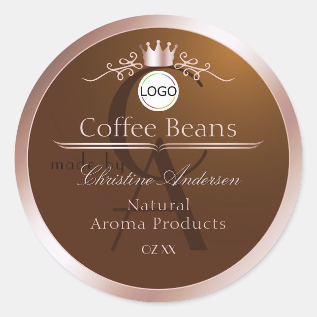 Brown Product Label Rosegold Frame Logo Monogram (Front)