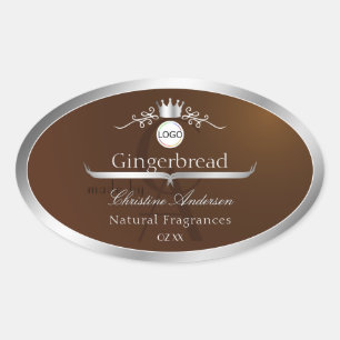 Brown Product Label Silver Frame Logo and Monogram
