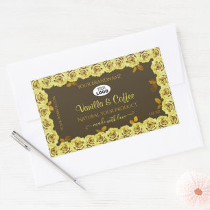 Brown Product Label Yellow Roses in Bloom add Logo