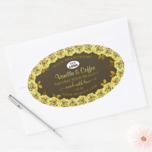 Brown Product Label Yellow Roses in Bloom add Logo
