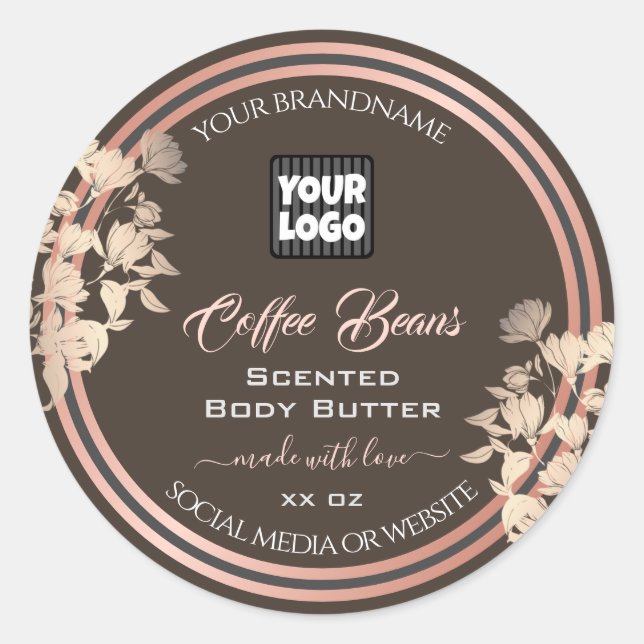 Brown Product Labels Custom Custom Logo Rose Gold (Front)