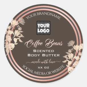 Brown Product Labels Custom Custom Logo Rose Gold