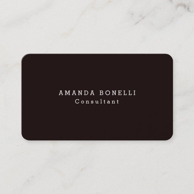 Brown Professional Minimalist Modern Simple Plain Business Card (Front)