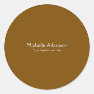 Brown Professional Plain Modern Classic Round Sticker