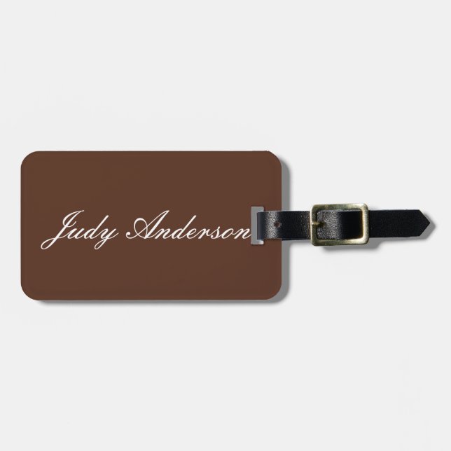 Brown Professional Plain Modern Elegant Luggage Tag (Front Horizontal)