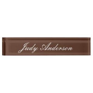 Brown Professional Plain Modern Elegant Nameplate