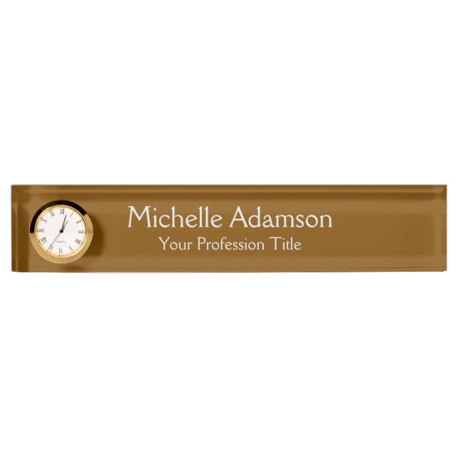 Brown Professional Plain Modern Nameplate (Front)