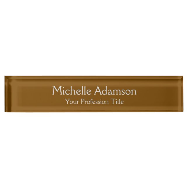 Brown Professional Plain Modern Nameplate (Front)