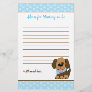Brown Puppy Dog Baby Shower Advice Card