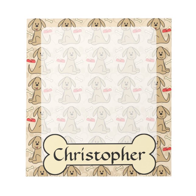 Brown Puppy Dog Design Personalise Notepad (Front)