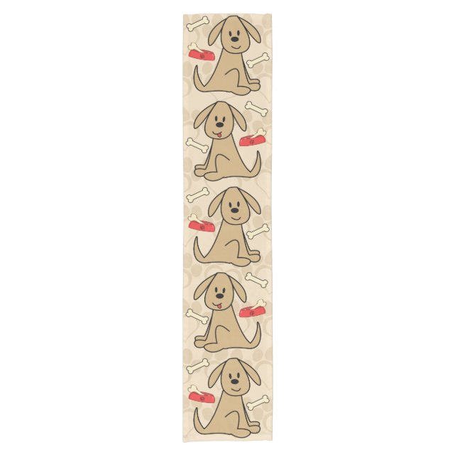 Brown Puppy Dog Design Short Table Runner (Front)