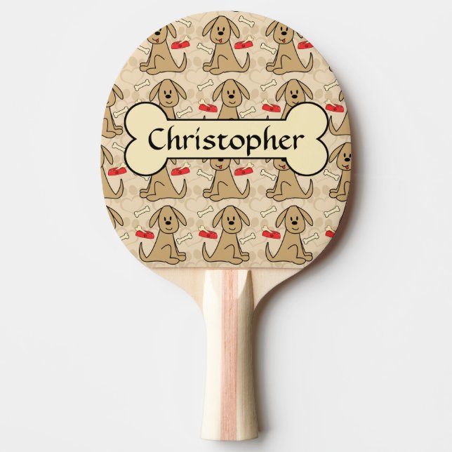 Brown Puppy Dog Graphic Design Personalise Ping Pong Paddle (Front)