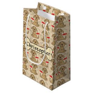 Brown Puppy Dog Graphic Design Personalise Small Gift Bag