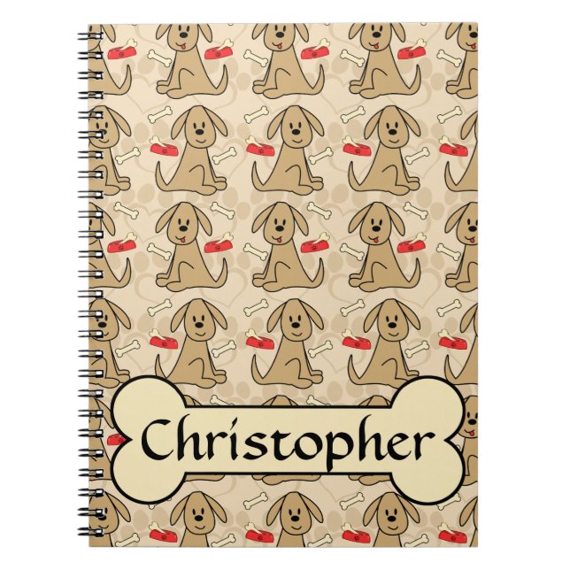 Brown Puppy Dog Graphic Design Personalise Spiral Notebook (Front)