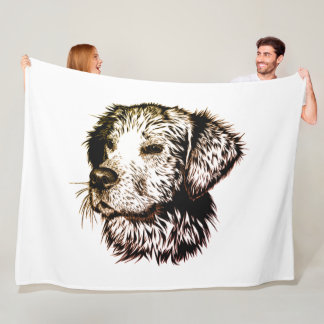 Brown Puppy Sketch Fleece Blanket