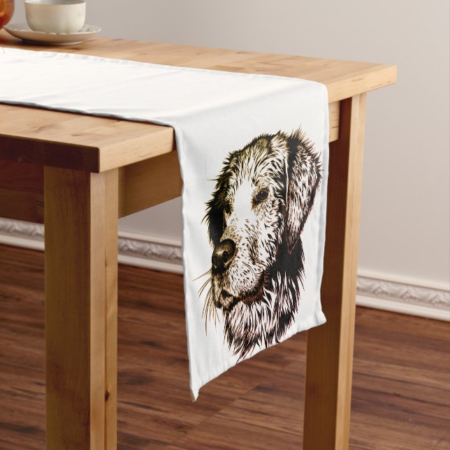 Brown Puppy Sketch  Short Table Runner (In Situ)