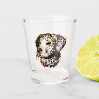 Brown Puppy Sketch Shot Glass