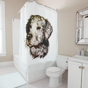 Brown Puppy Sketch Shower Curtain