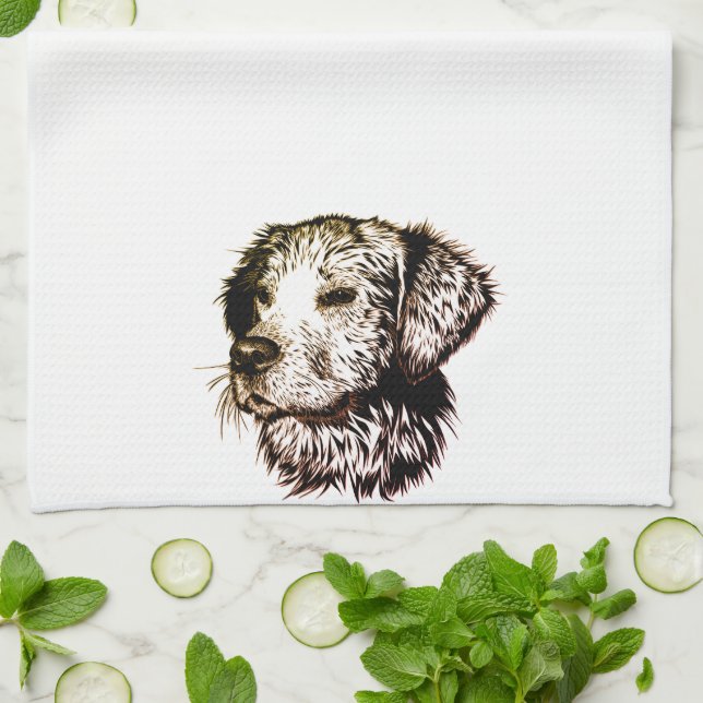 Brown Puppy Sketch  Tea Towel (Folded)
