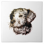 Brown Puppy Sketch  Tile<br><div class="desc">A young dog sketched in brown - head portrait</div>
