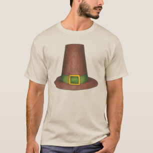 Brown Puritan Pilgrim Hat Happy Thanksgiving T-Shirt