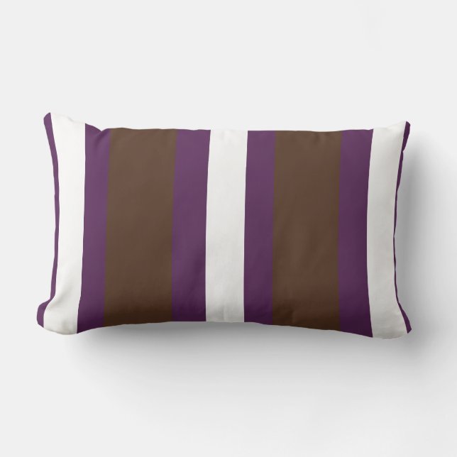 Brown, purple and white stripes lumbar cushion (Front)