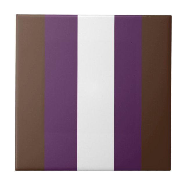 Brown, purple and white stripes tile (Front)