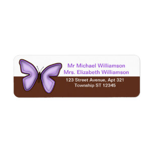 Brown & Purple Butterfly Address Labels