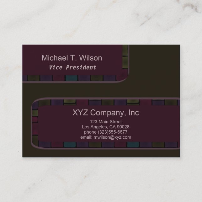 Brown Purple tile Border Business Card (Front)