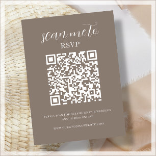 Brown   QR Code   Wedding RSVP Enclosure Card
