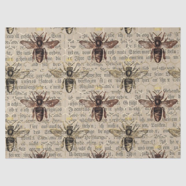 Brown Queen Bee Decoupage Tissue Paper (Front)