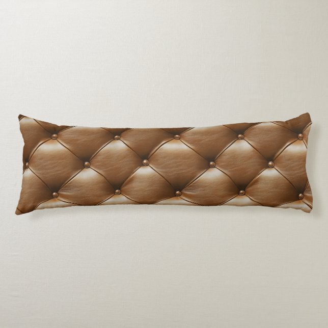 Brown Quilted Leather Pattern Body Cushion (Front)