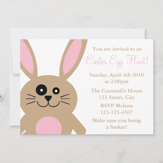 Brown Rabbit Easter Egg Hunt Invitations (Front)