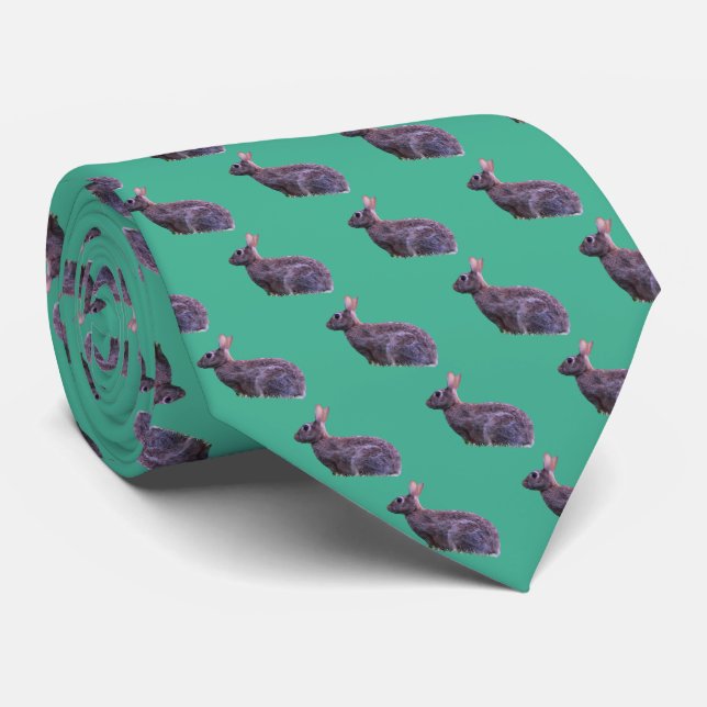 Brown Rabbit Pattern Tie (Rolled)