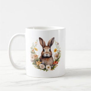 Brown Rabbit with Spring Flowers  Coffee Mug