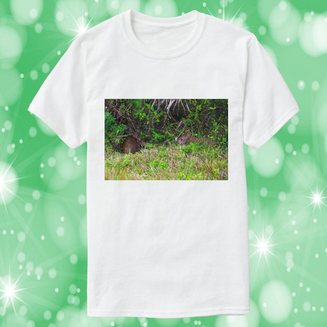 Brown Rabbits in the Grass Photograph T-Shirt (A tshirt with a photograph of two cute bunnies!)